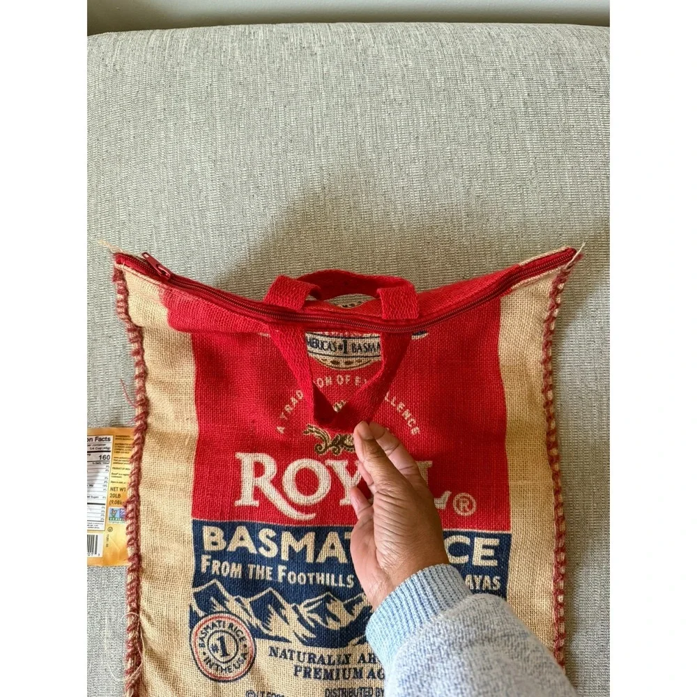 Two Royal basmati rice burlap bag. Tote bags (No‎ Rice)